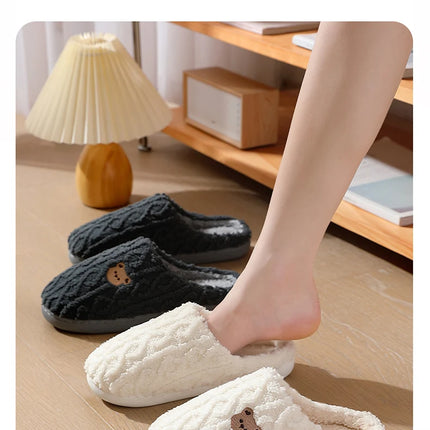 QYCKABY Women's Lovely Simplicity Fur Slippers Unisex Home Comfortable Plush Lined Slip On Shoes, Mens Warm Autumn Winter Slides