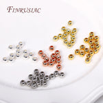 18K Gold Plated Separators For Bead,Spacers Beads For Jewelry Making,Brass Metal Round Beads,DIY Bracelets/Necklace Accessories