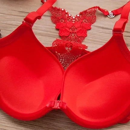 Sexy lace Women's underwear The anterior Y type beauty bra smooth thin girl underwear