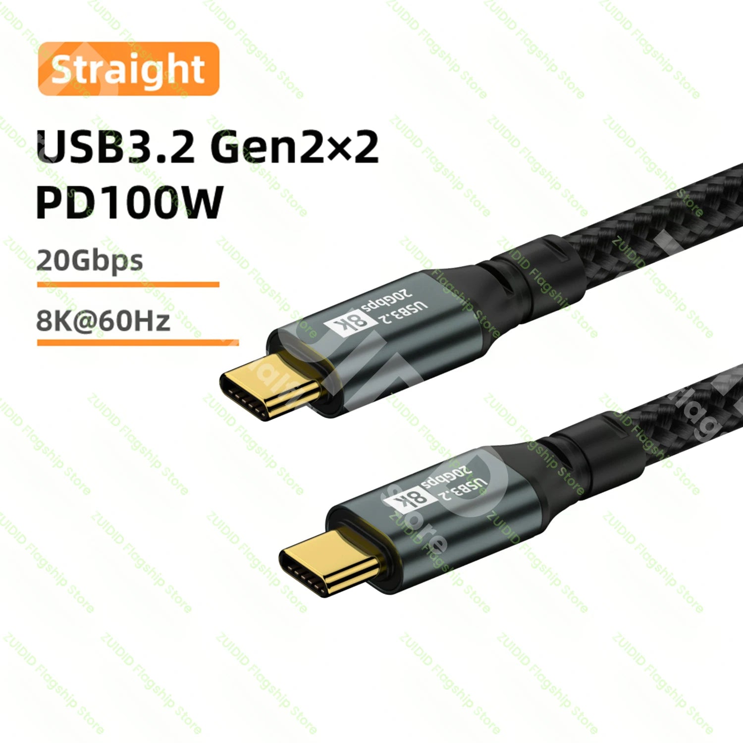 PD100W USB 3.2 20Gbps ThunderBolt 3 Type C to Type C Cable 8K@60Hz USB-C Cable Cord For iPhone 15 Pro Max MacBook Samsung 2/3m