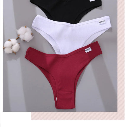 5Pcs/Set Women Cotton Brazilian Panties V Waist Female Underwear Comfortable Underwear Low Rise T-Back Bikini Girls Lingerie New