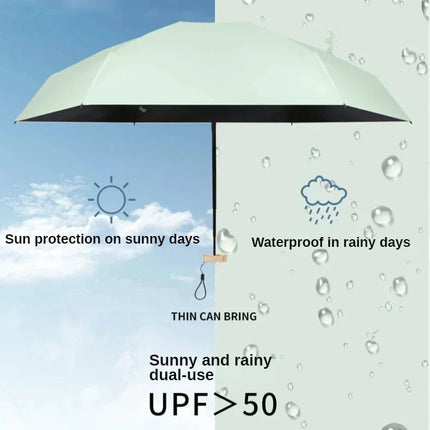 Mini Sun Umbrella Pocket Rain Umbrella Vinyl Folding UV Ultraviolet Protection Sun Shade Pocket Parasol Capsule