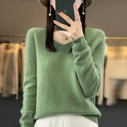 Women's Knitted Sweater 100% Beautiful Nuo Wool High Density Top Loose and Comfortable Autumn/Winter Pullover DMR D201