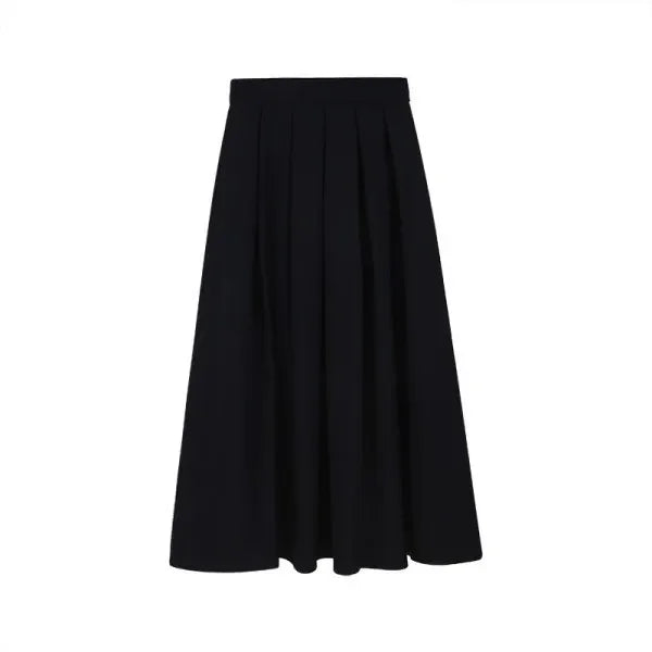 2022 Autumn/winter New Korean-style Medium-length Coffee-color Skirt Elegant Slimming Versatile Pressed A- line Skirt For Women