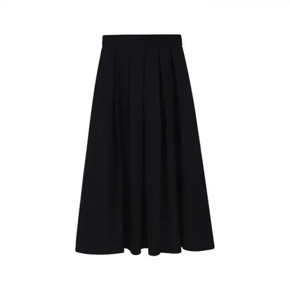 2022 Autumn/winter New Korean-style Medium-length Coffee-color Skirt Elegant Slimming Versatile Pressed A- line Skirt For Women