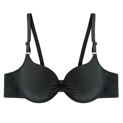 Bras Sexy Women Cotton Gathered Bra Deep V Underwire Ladied Brassiere Push Up Lingerie Solid Bras Backless Intimate Underwear