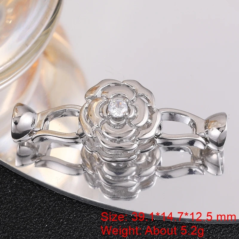 Juya Handmade 18K Gold Silver Plated Fastener Bail Connector Clasps Accessories For Needlework Pearls Beads Jewelry Making