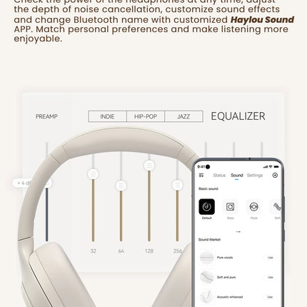 HAYLOU S35 ANC Wireless Headphones Over-ear 42dB ANC Headphone Bluetooth 5.2 40mm Dynamic Driver 60-hour Battery Life Earphones