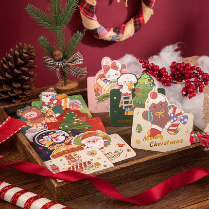 10pcs MIX Merry Christmas Greeting Card Santa Claus Snowman Custom Blank Cards Christmas Party Invitation Card New Year Gifts