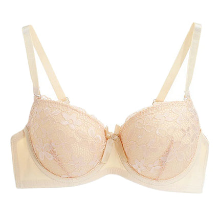 Lace Bra for Women Big Cup 3/4 Sexy Floral Underwire Underwear Ladies Push Up Thin Bra 36-40B Black Gather Brassiere