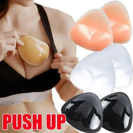 2pcs Silicone Bra Inserts Breast Pads Sticky Push-up Women Bra Cup Thicker Nipple Cover Patch Bikini Inserts for Swimsuit Gifts