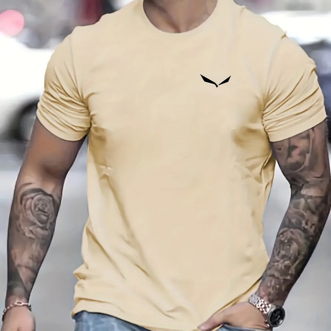 Men's Summer Loose Size 100% Cotton Bird Print Slim Fit Casual Round Neck Short Sleeve T-shirt Top