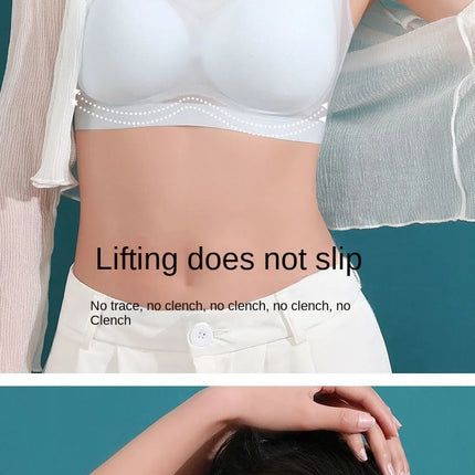 Ultra Thin Ice Silk Seamless Underwear Women Plus Size Sexy Top Soft Breathable Wireless Solid Lingerie Gathered Padded Bra