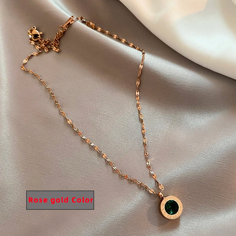 Classic Fashion Stainless Steel Roman Digital Wafer Pendant Necklace 2025 Fashion Jewelry Christmas Party Women's Sexy Necklace