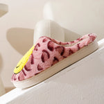 Leopard Fluffy Slippers for Home Smile Designer Platform Shoes Women 2024 Indoor Plush Sliders Warm Flats Chic Winter Footwear