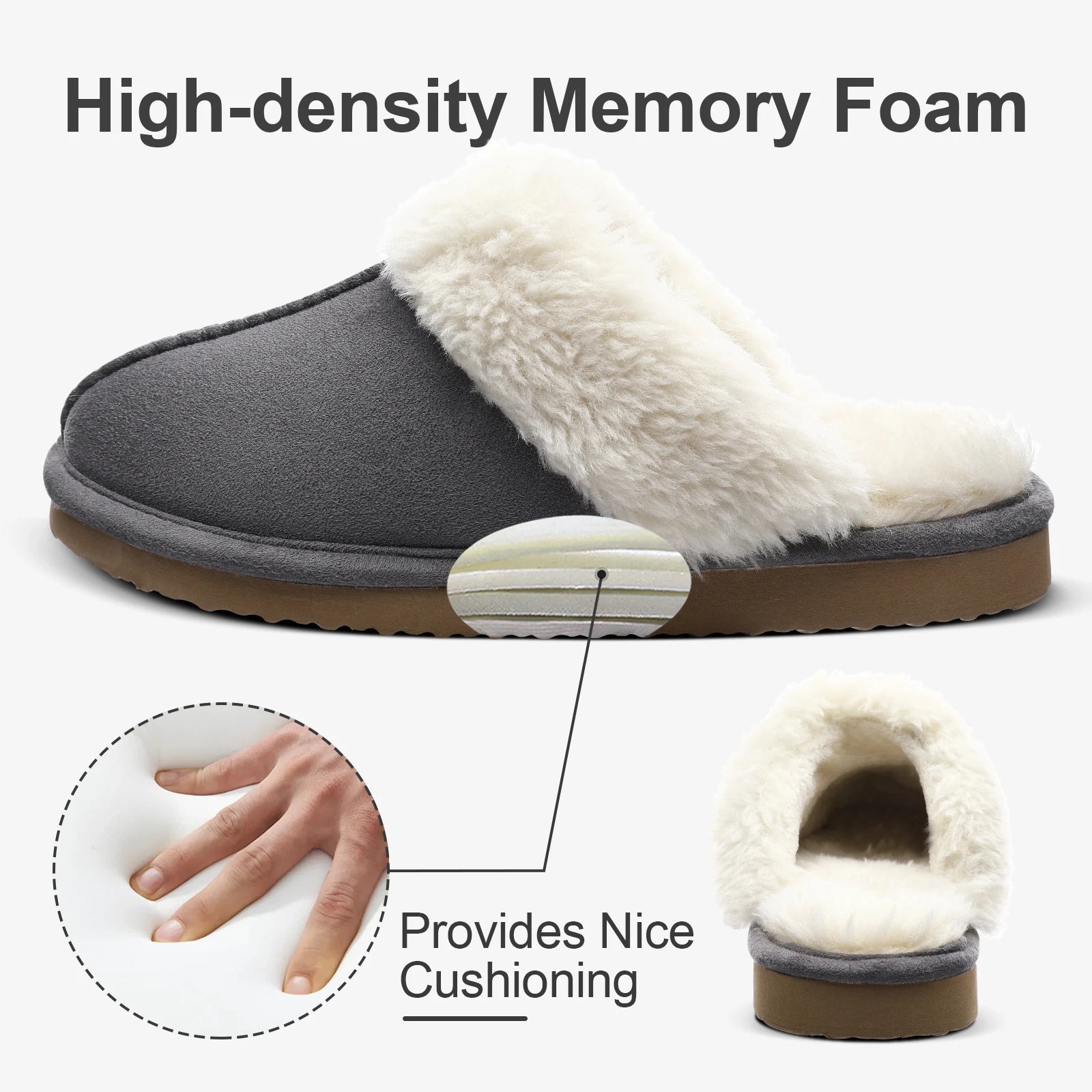 Comwarm Fluffy Winter Slippers For Women Furry Fuzzy Home Shoes Faux Fur House Plush Slippers Indoor Warm Comfy Mute Flats Slide