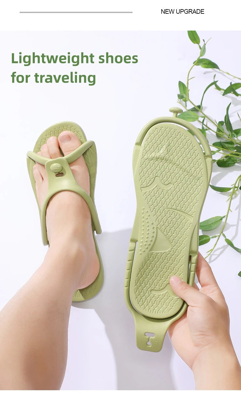 Folding Slippers Trip Travel Portable Slides Women Men Light Home Hotel Salon Homestay Guest Use Sandals Bathing Beach Shoes
