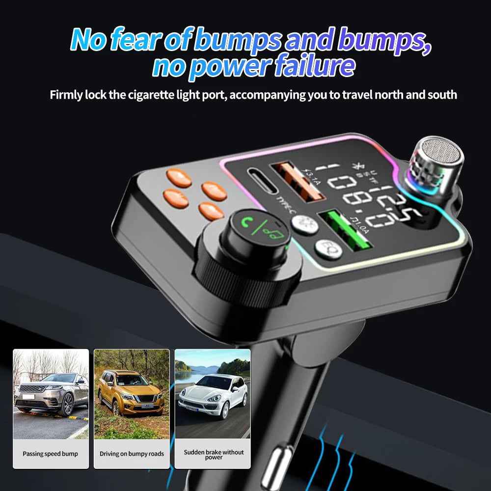 Car FM Transmitter Modulator Bluetooth 5.0 Dual USB Car Charger