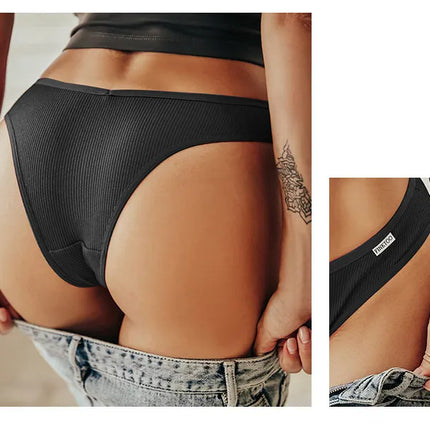 5Pcs/Set Women Cotton Brazilian Panties V Waist Female Underwear Comfortable Underwear Low Rise T-Back Bikini Girls Lingerie New