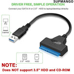 SATA To USB 3.0 / 2.0 Cable For 2.5 Inch External HDD SSD Hard Drive SATA 3 22 Pin Adapter USB 3.0 To Sata III Cord Up to 6 Gbp