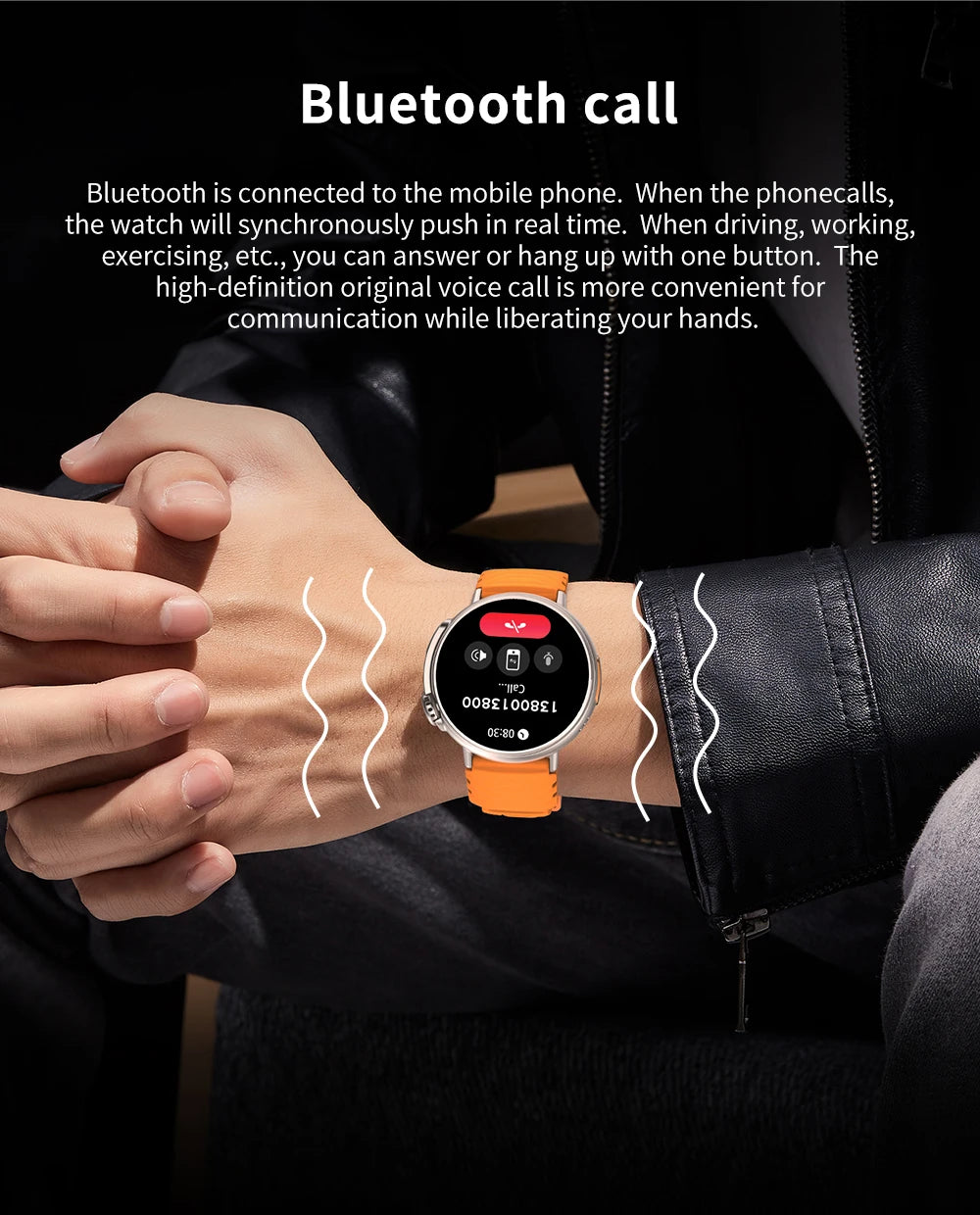 1.52 inch Bluetooth Call Smart Watch Men Sports Fitness Tracker Heart Rate Monitor Music Playback Smartwatch For Android IOS
