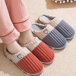 Smile Pop Women Confinement Soft Cotton Slippers Warm Non-slip Plush Home Cotton Slippers Men Winter Couple Cotton Slippers