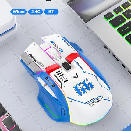 Tri-mode 2.4G USB Bluetooth Wireless Gamimg Mouse 12 keys RGB Game Wired Meche Mice for Windows IOS Home Office Laptop PC Gamer