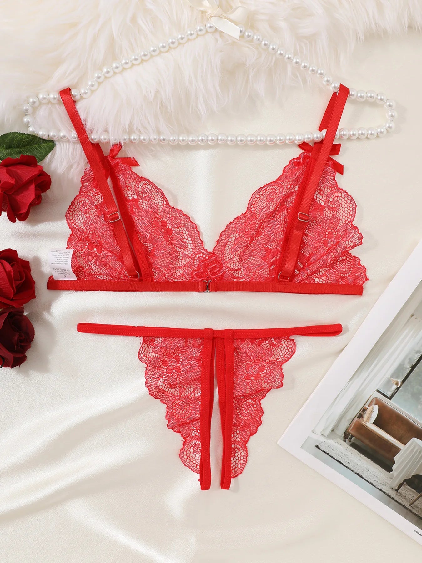 Women Sexy Lingerie Bra Thongs Sets Ultrathin Lace Lingerie Set Temptation Erotic Open Bra Crotchless Outfits For Pretty Girls