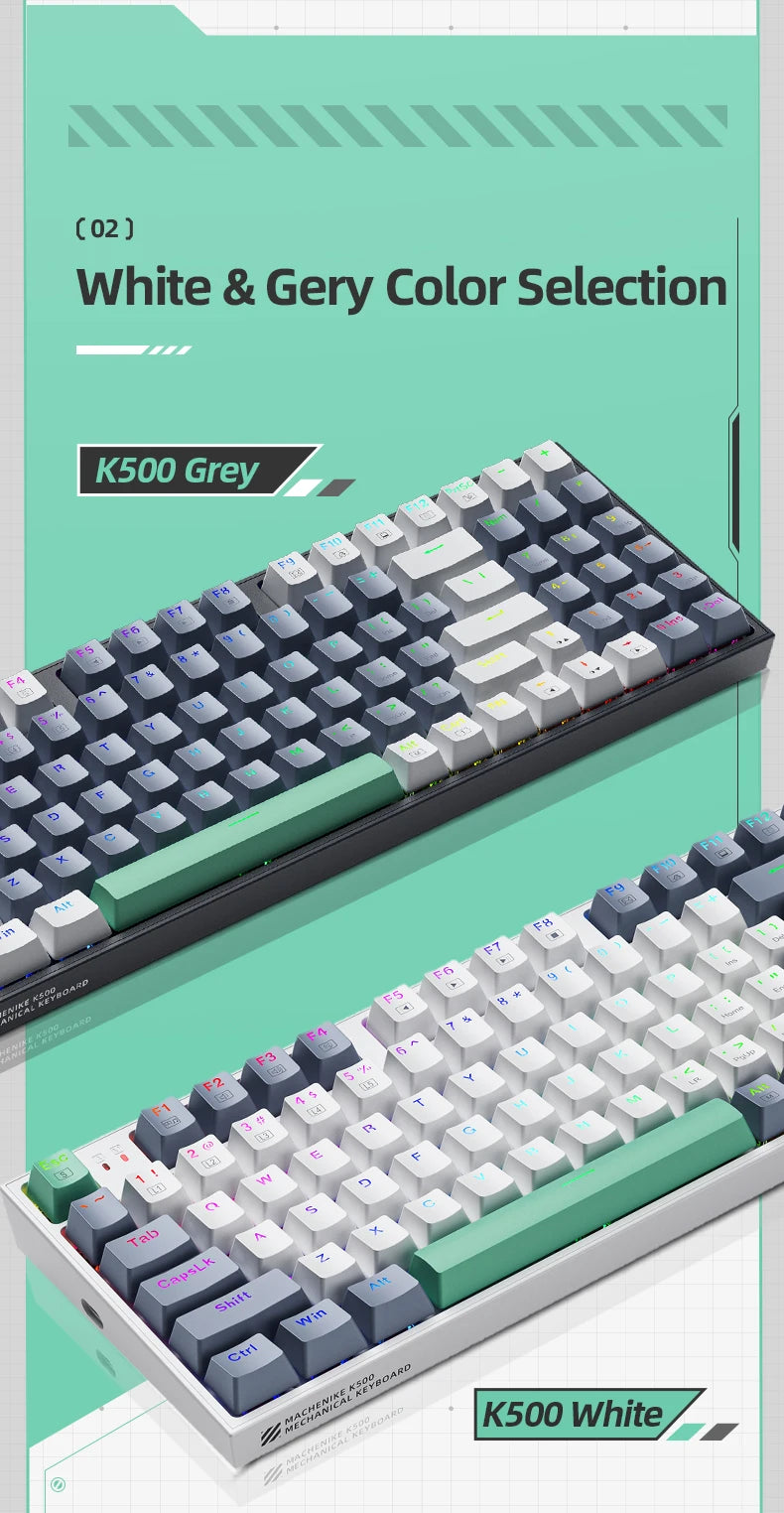 Machenike K500 Mechanical Keyboard Gaming Keyboard Wired Keyboard Hot Swappable 94 Keys RGB Light Mac Windows