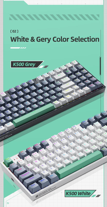 Machenike K500 Mechanical Keyboard Gaming Keyboard Wired Keyboard Hot Swappable 94 Keys RGB Light Mac Windows