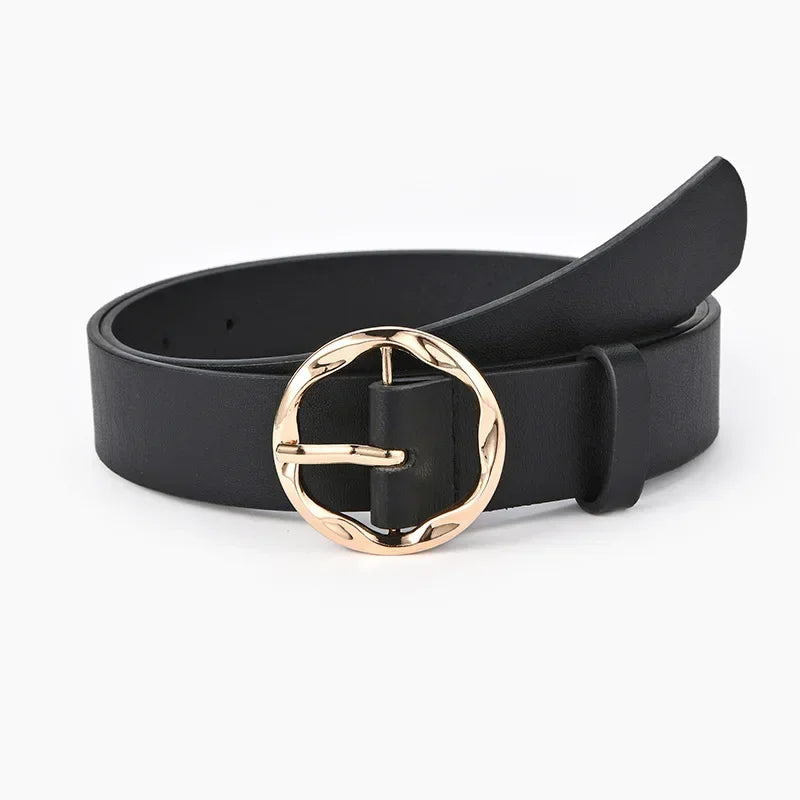 Women's Personalized Leopard Patterned Snake Patterned Belt with Gold Buckle for High-end Fashion and Fashionable Wear
