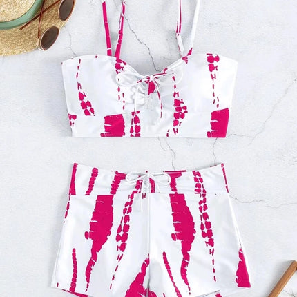 Drawstring Front Shorts Bikinis 2025 High Waist Swimsuit Women Swimwear Female Bathers Bathing Swimming Swim Suit Beachwear