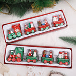 Wooden Train Christmas Ornaments Santa Cake Decoration Merry Christmas Navidad New Year Party Table Decoration Kids Gifts Toys