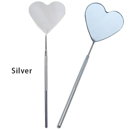 1pcs Heart Shape Eyelash Mirror Magnifying Long Handle Mirror For Checking False Eyelashes Extension Supplies Beauty Makeup Tool