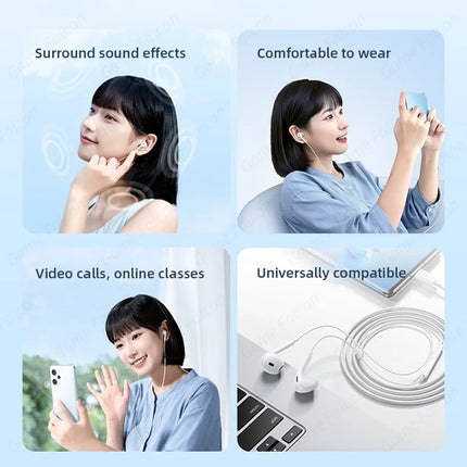 Type C Wired Earphones For Apple iPhone 15 Pro Max In-Ear With Microphone For Sumsung Onepuls Xiaomi Redmi Huawei USB C Earpbuds