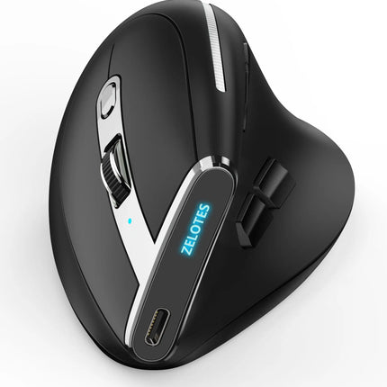Lefon Bluetooth Vertical Mouse Wireless Ergonomic Mice with OLED Screen RGB USB Optical Rechargeable Mouse for PC Laptop Gaming