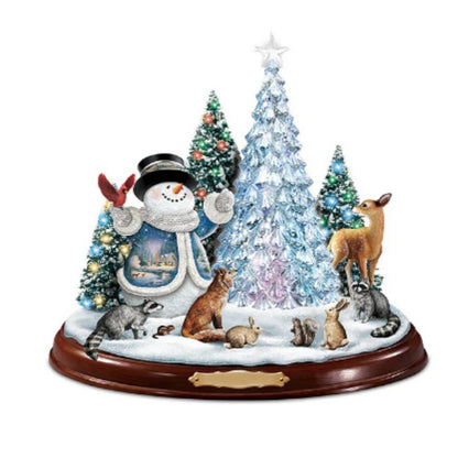 Christmas Tree Rotating Sculpture Train Decorations Paste Window  Stickers
