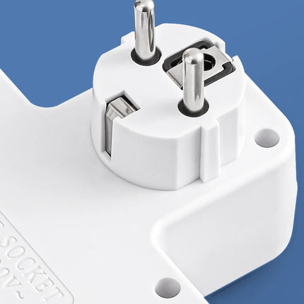 EU Plug Power Strip with 3 AC Outlets +2 USB Ports+ 1 Type C, 6-in-1 Plug Socket Adapter Wall Charger for Home Office