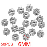 50pcs Stainless Steel Daisy Snowflake Flower Spacer Beads Gold Plated Loose Bead Cap for DIY Needlework Jewelry Making Bracelet