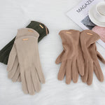 Women Autumn Winter Keep Warm Touch Screen Thin  Solid Simple Gloves Cycling Drive Suede Fabric Elegant Windproof