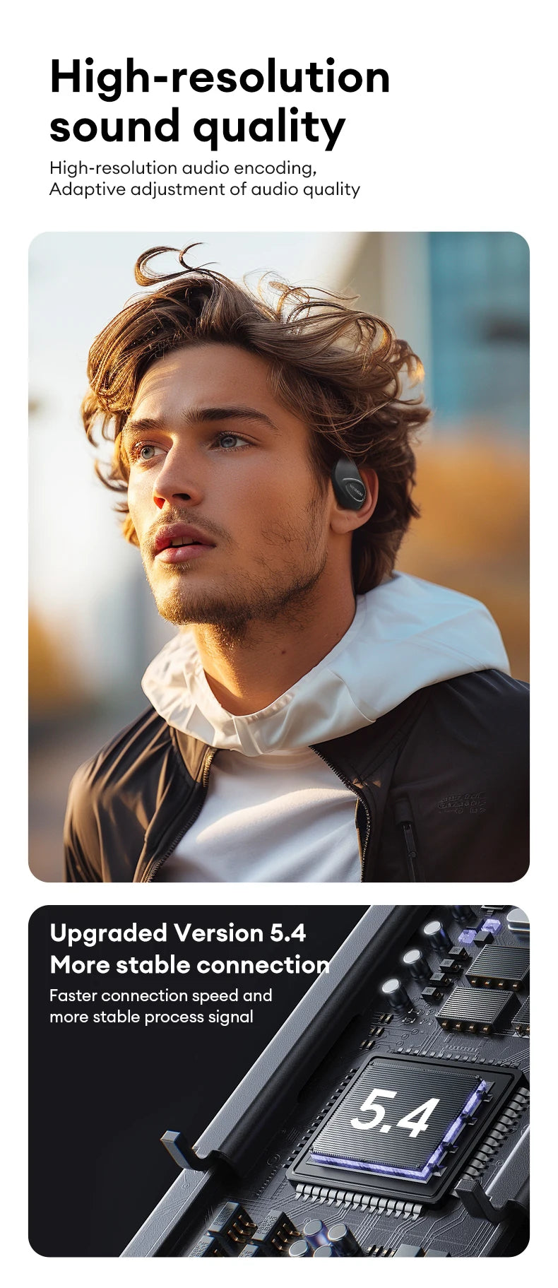 Choice HYUNDAI HY-X15Ultra OWS Wireless Bluetooth 5.4 Headphones with Mic 15h Long Battery Life Hifi Sound For Sport Gaming