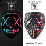 Wireless Neon LED Purge Mask Glow in The Dark Cosplay Horror Mask Halloween Masquerade Party Masks Glowing Funny Dress Up