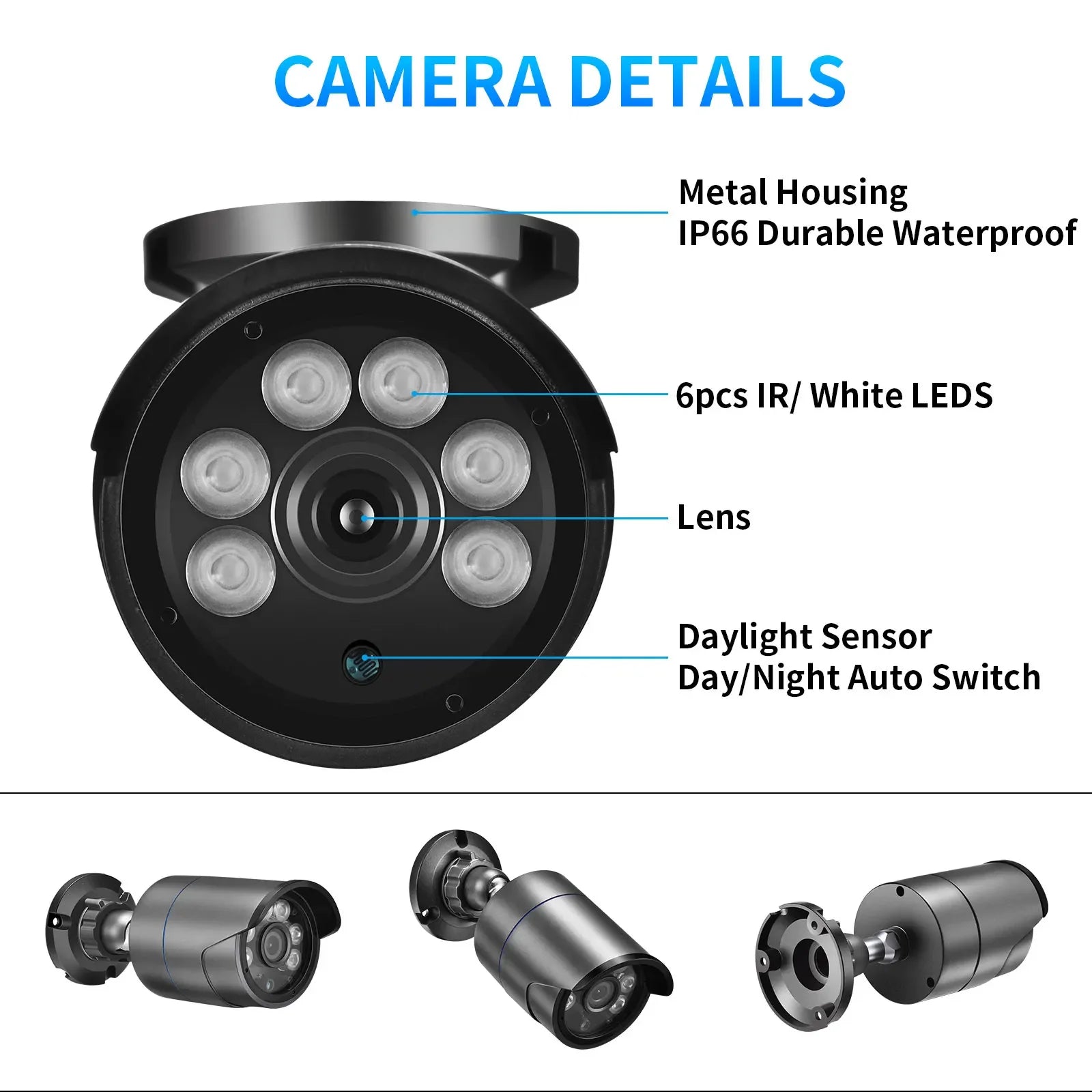 AZISHN H.265+ 8CH 5MP AHD DVR Kit CCTV System Motion Detection HD Outdoor IP66 Bullet Camera XMEye APP P2P Surveillance Set