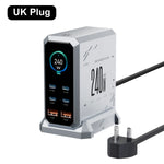 240W GaN Charger 6-IN-1 140W PD3.1 PPS USB Type C Digital Display Fast Charging Station for iPhone 16 15 MacBook Laptops Samsung