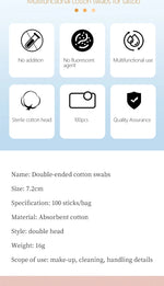 100/300pcs Double Head Cotton Swab Women Makeup Cotton Buds Tip For Medical Wood Sticks Nose Ears Cleaning Health Care Tools