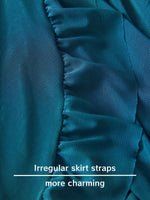 Contrast Lace Ruffle Trim Lingerie Set, Deep V Slip Dress & Thong, Women's Sexy Lingerie & Underwear