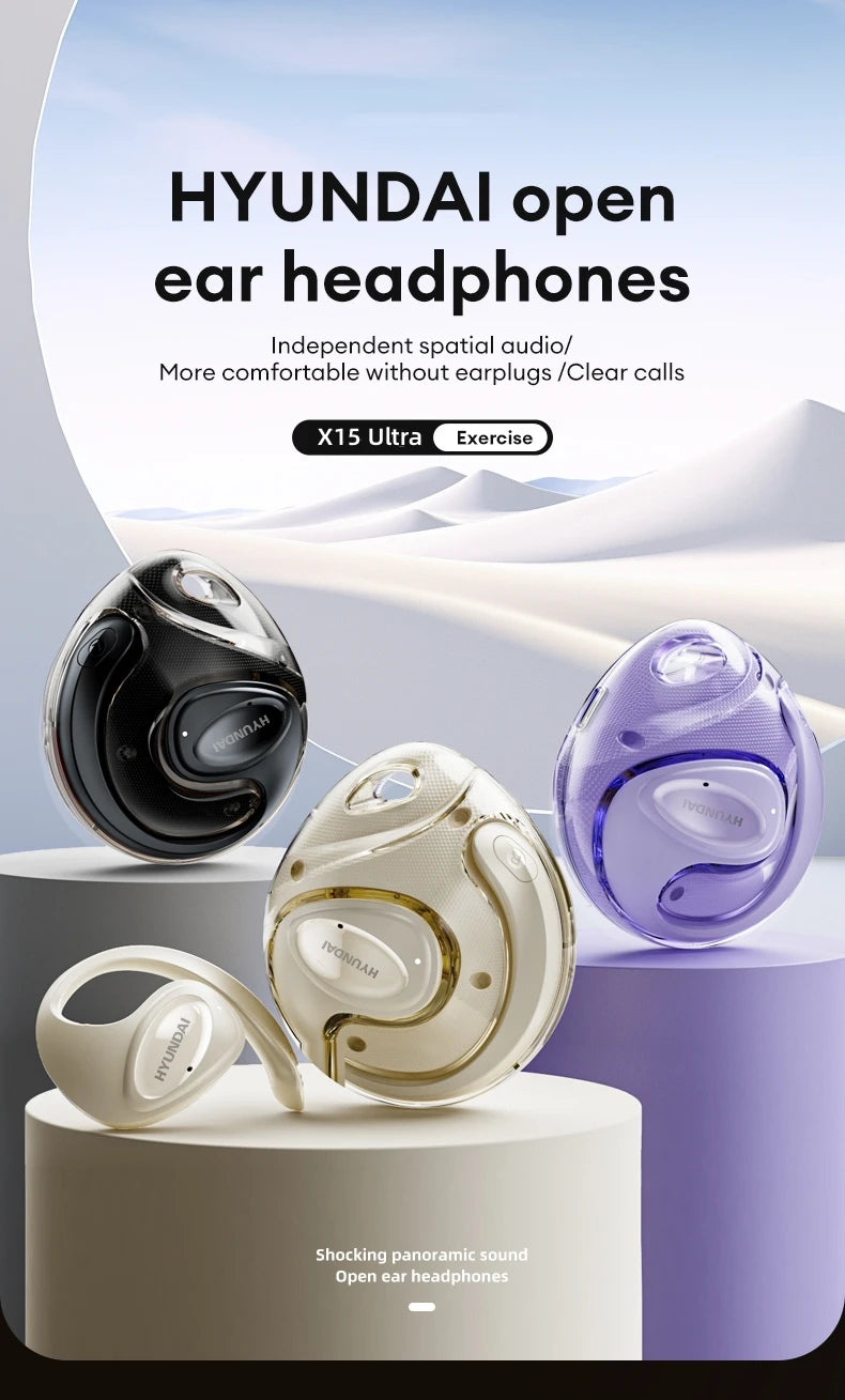 Choice HYUNDAI HY-X15Ultra OWS Wireless Bluetooth 5.4 Headphones with Mic 15h Long Battery Life Hifi Sound For Sport Gaming