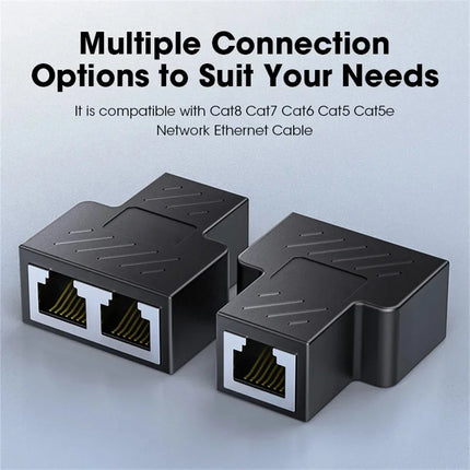 RJ45 Splitter 1 to 2 Ethernet Adapter Internet Network Cable Extender RJ45 Connector Coupler for PC TV Box Router