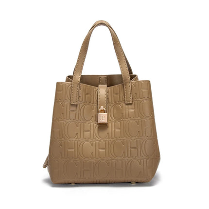 Classic Style Fashion Retro Craft New 2024 Women'S Handbag Letter Printed Metal Accessories Large Capacity Solid Color