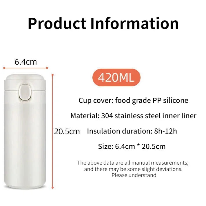 Disney Stitch 420ml Thermal Cup Sports Water Bottle Kids Portable Large Capacity Outdoor Vacuum Cup Stainless Steel Bottle